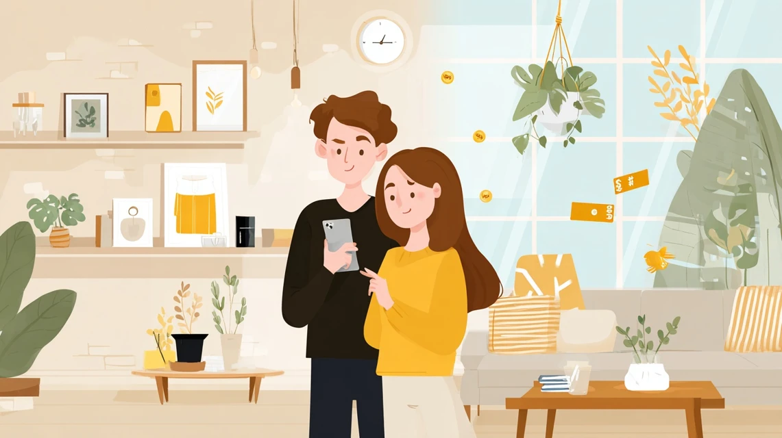 初回クーポンで旅計画を立てる日本人
