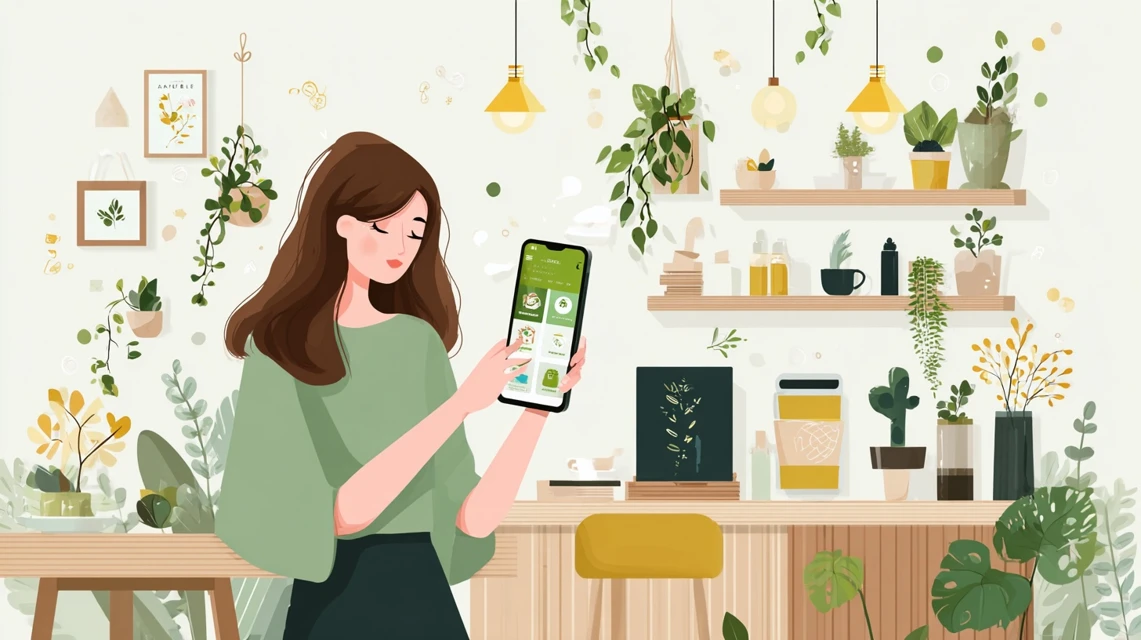 誕生日特典を確認する女性の画像
