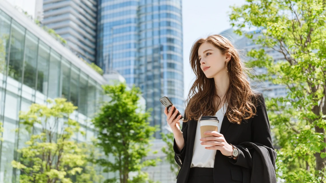 割引要点を整理する日本人女性の画像
