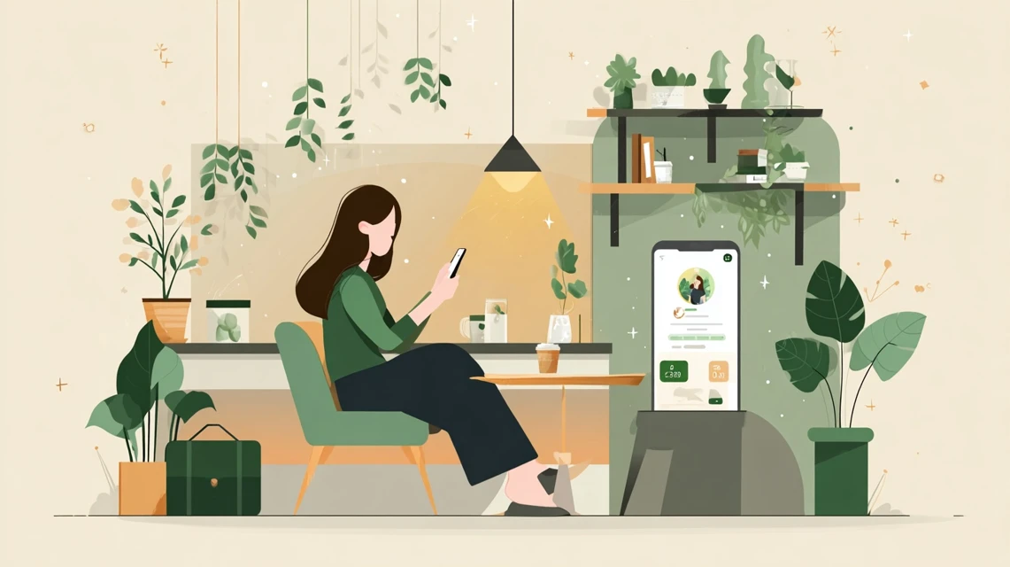 モバイル会員登録を進める女性の画像
