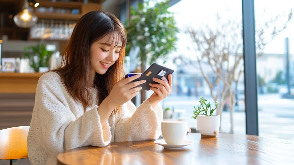 女性がスマホ決済アプリを使って支払い