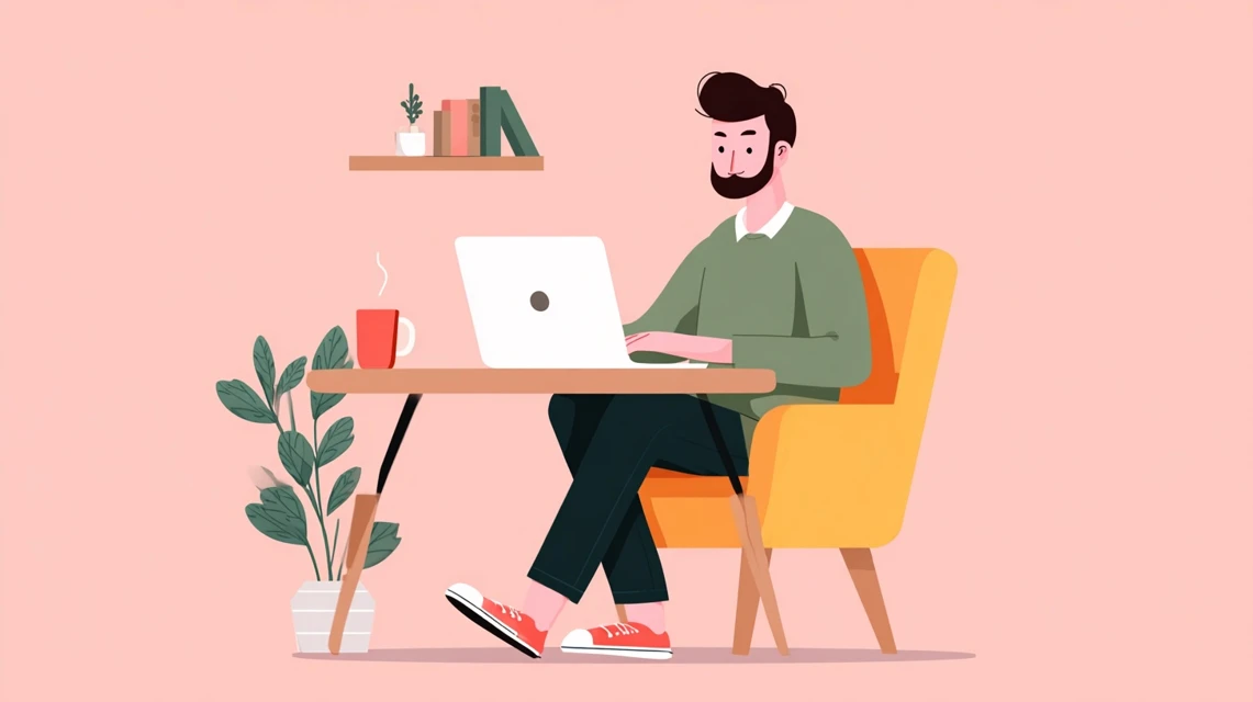 製品耐久性レビューを見る日本人男性の画像