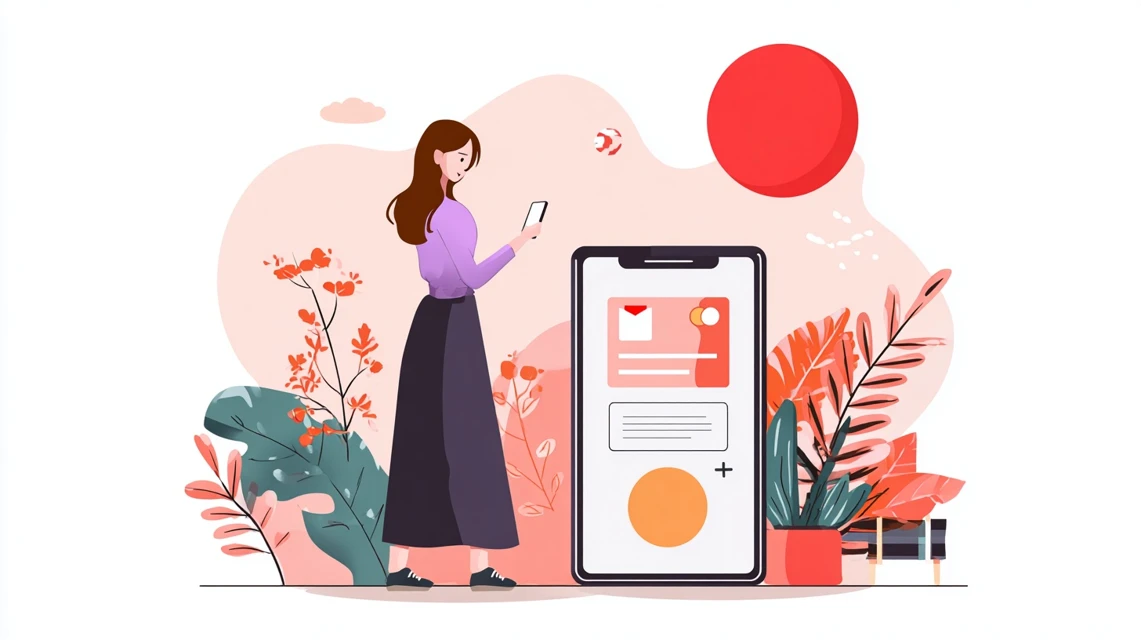 LINEで確認する女性が写る場面