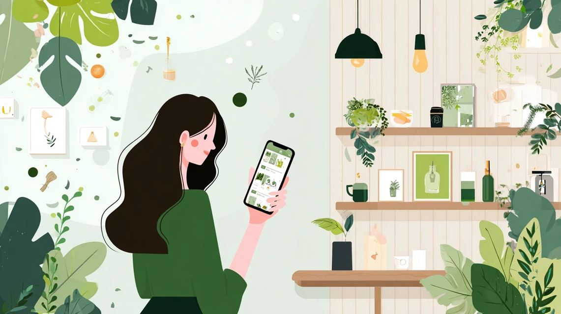 開催期間を確認する日本人女性の画像