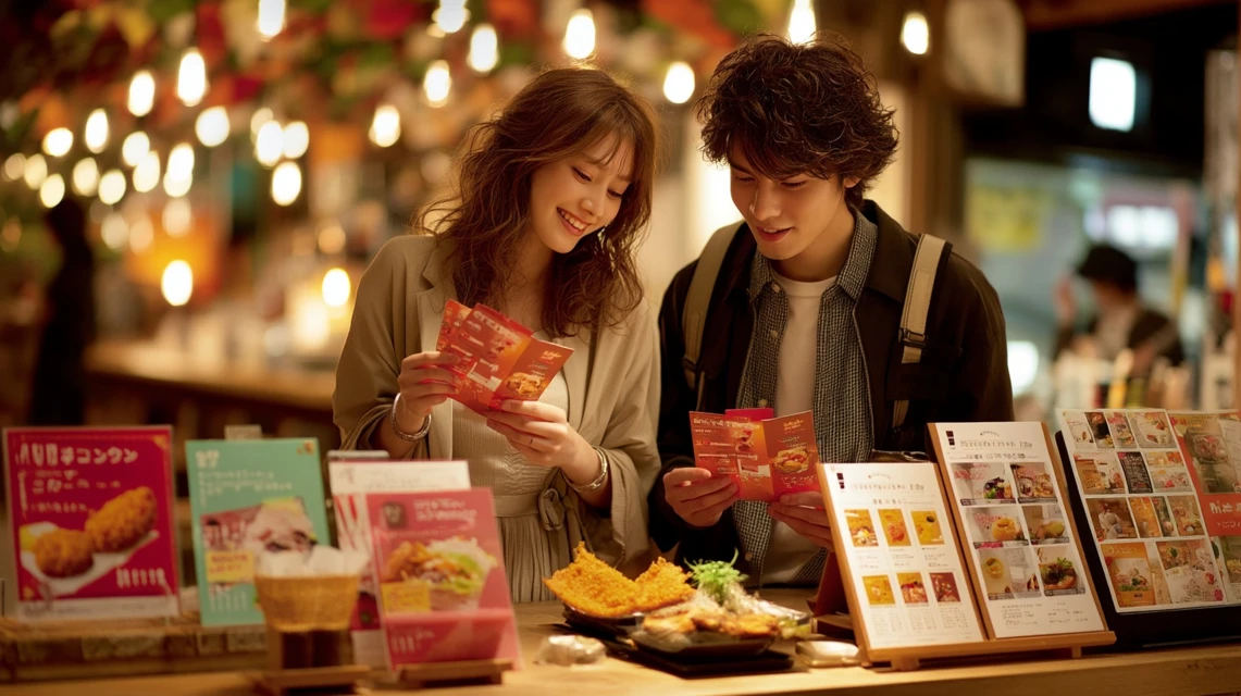 かつ銀のクーポンを使う日本人カップル