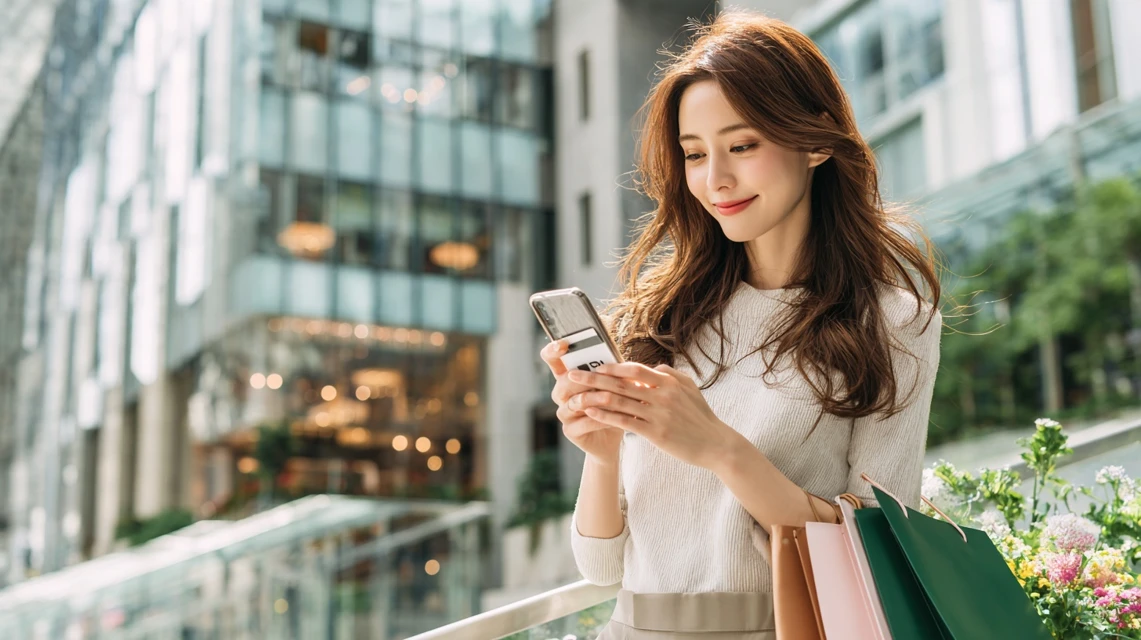 窓口で書類を提出する日本人女性イメージ画像