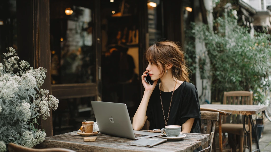 楽天トラベルで宿泊クーポンを取得する日本人女性