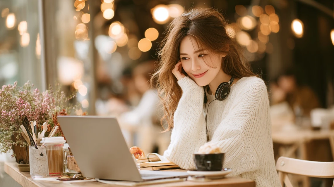 スマホでOnスニーカーのクーポンコードを探す日本人女性