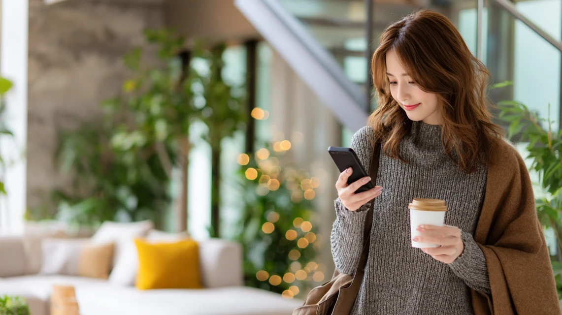 ドコモ連携でスシローのクーポンを使う日本人女性