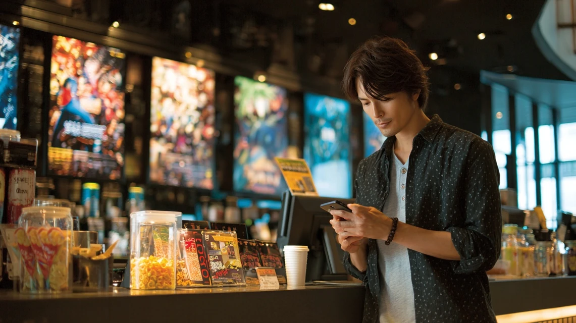 スマホで複数クーポンを比較する日本人男性