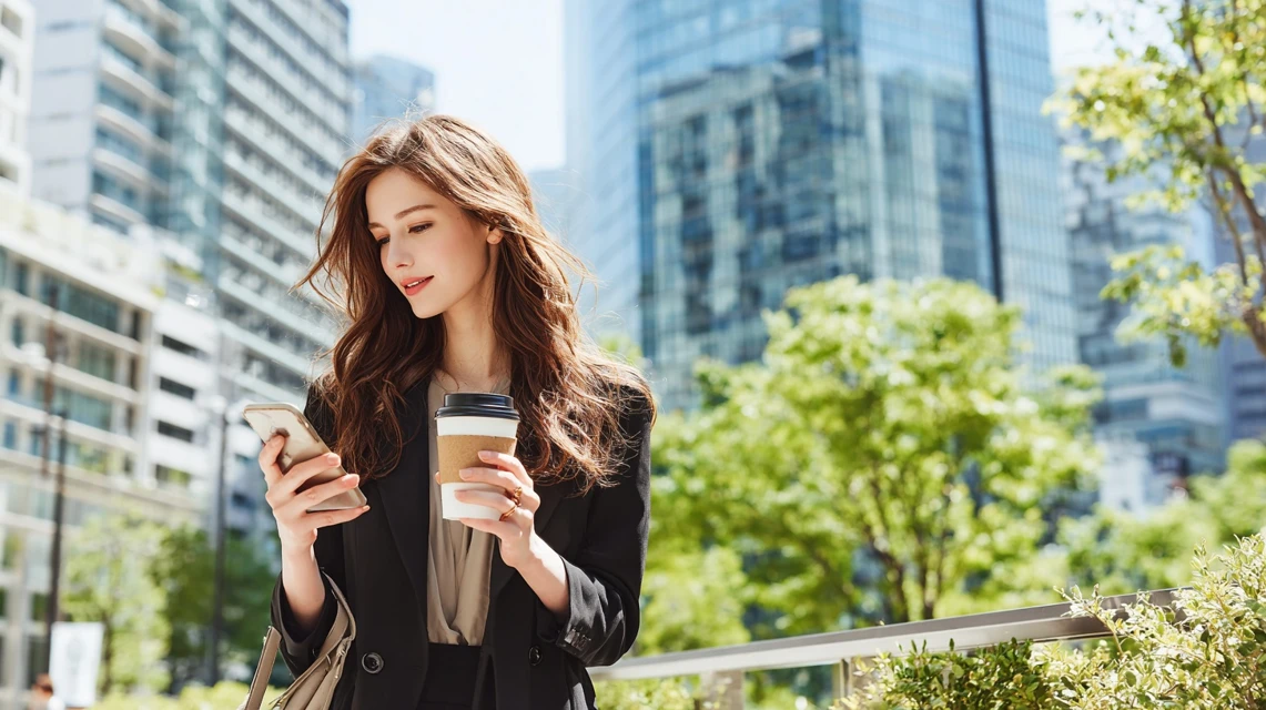 ミニ香水容量を見る女性の画像
