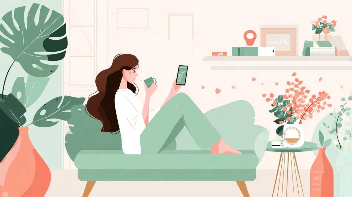 トラブル対処法を調べる日本人の姿