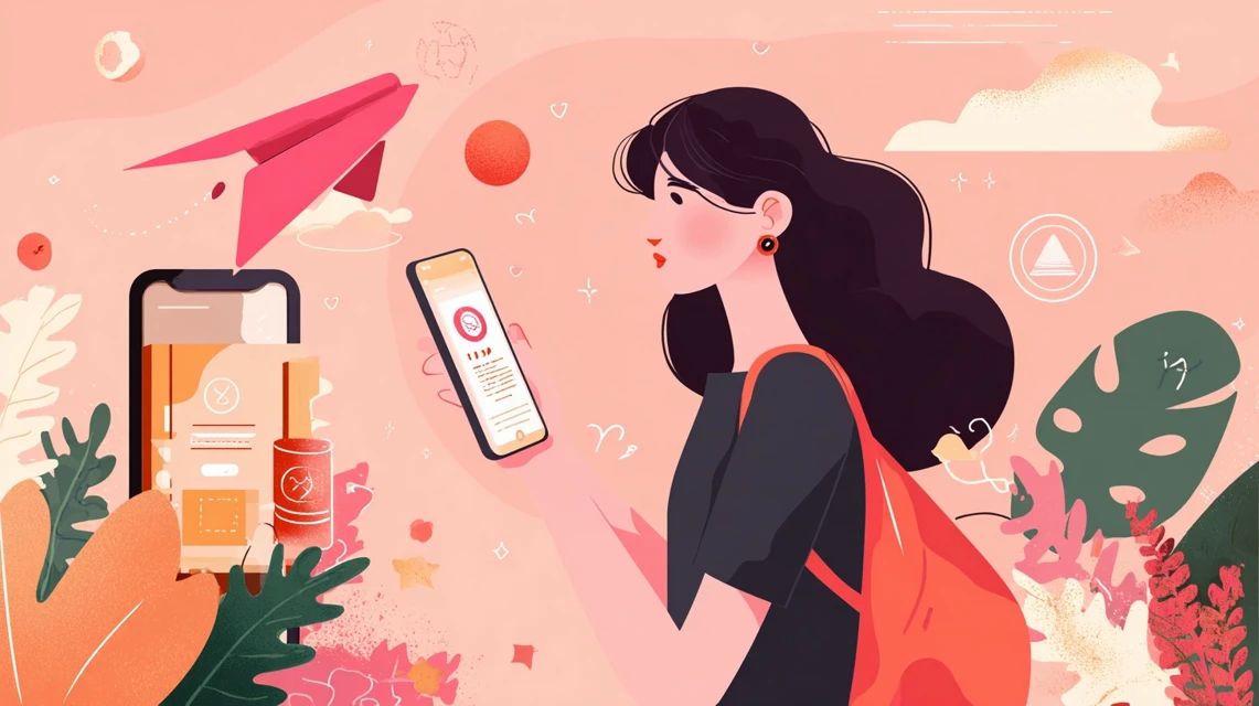 正規品確認方法を調べる日本人の様子