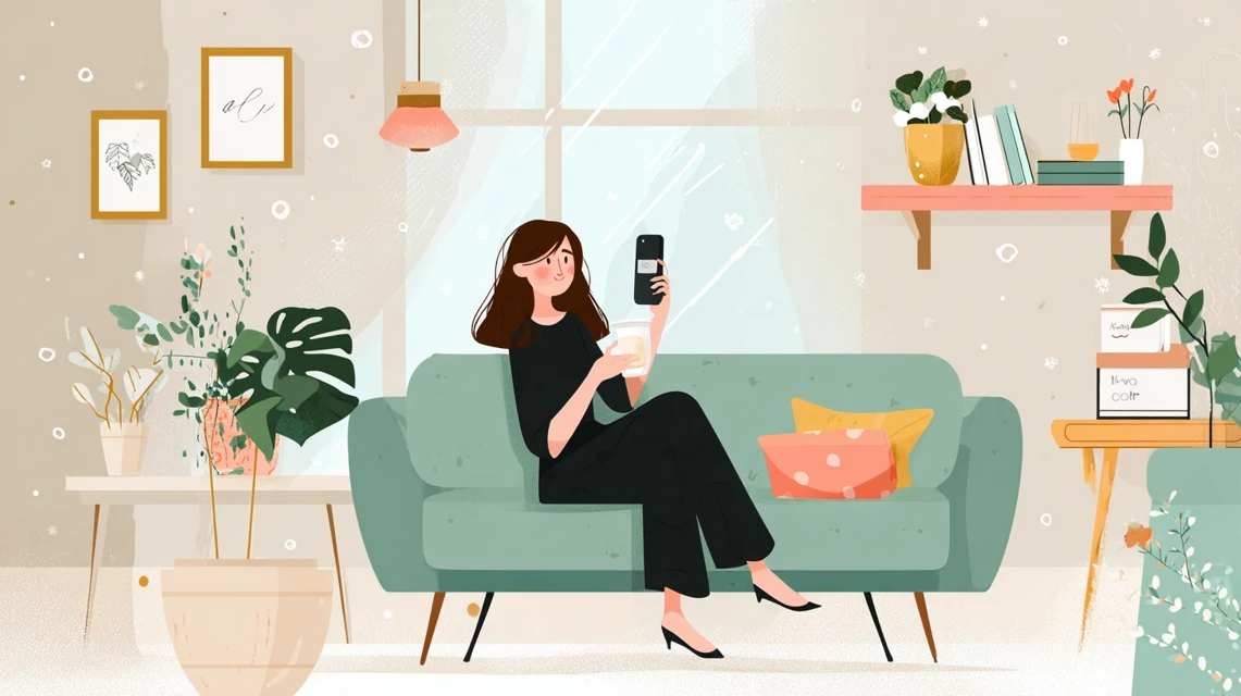 tuiss評判をチェックする女性の画像
