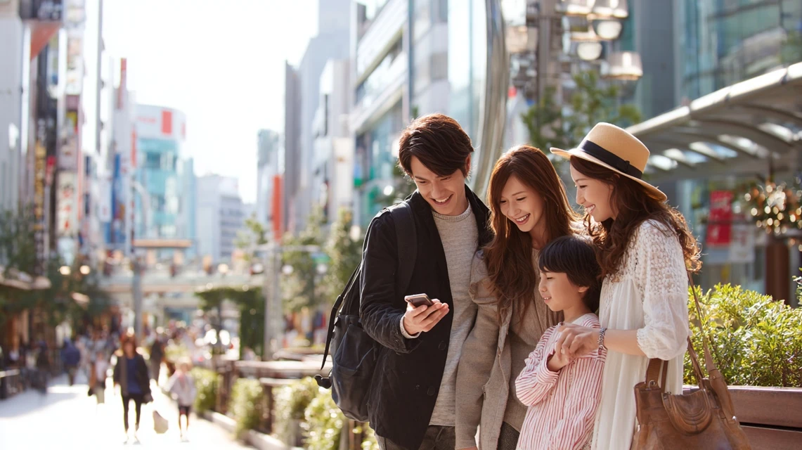 家族が前売券確認する様子
