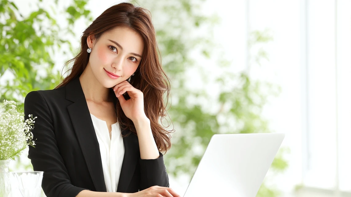 クーポン番号を入力する日本人女性の画像
