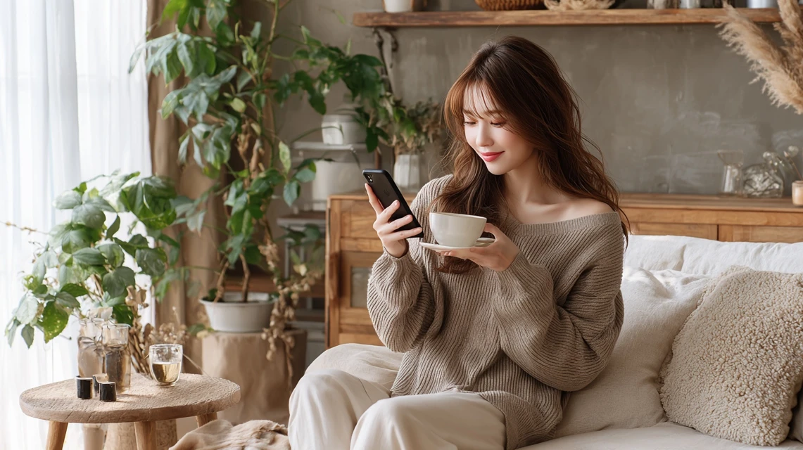 入力手順を確認する女性の画像
