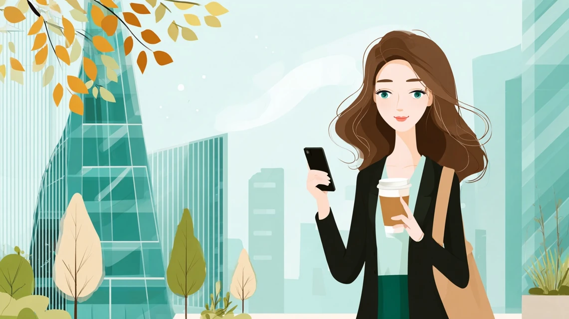 アプリ特典を確認する女性の画像