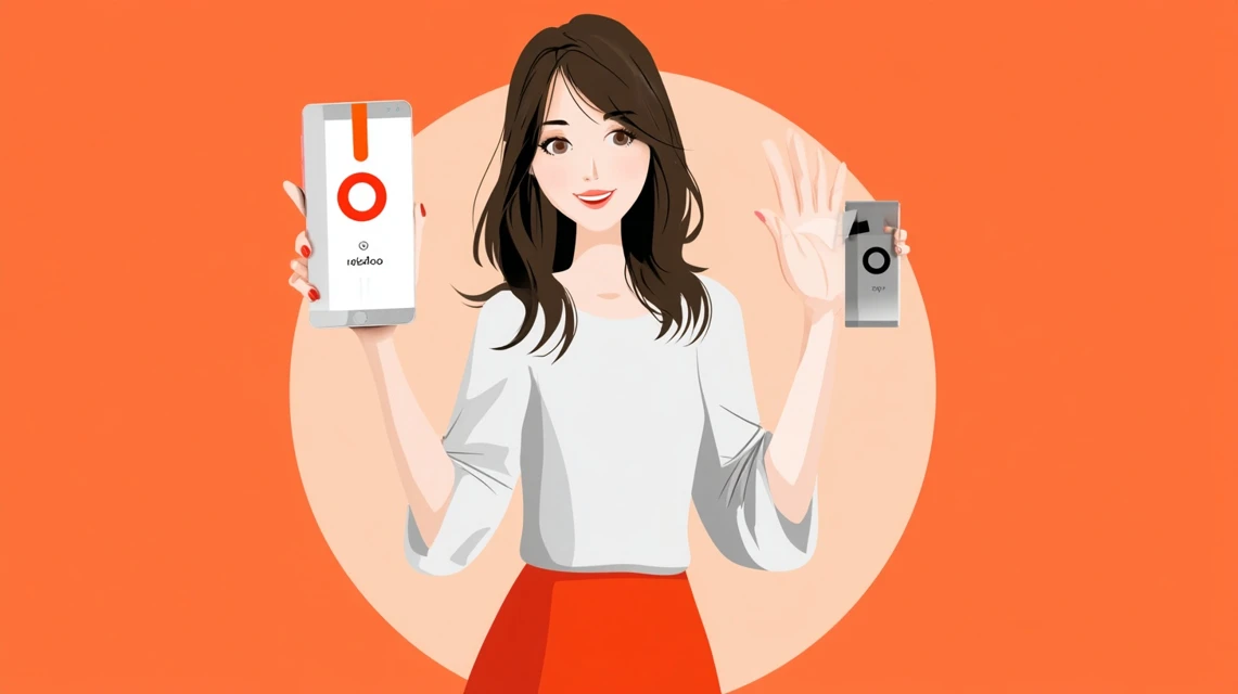 半額特典を調べる日本人の画像
