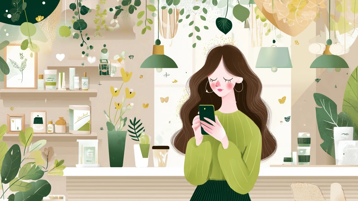 女性が割引未反映の理由を調べる場面
