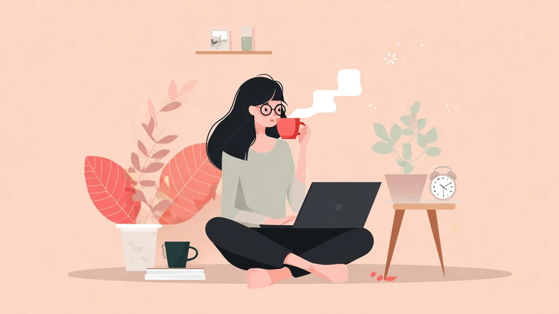 機能比較をチェックする女性の画像