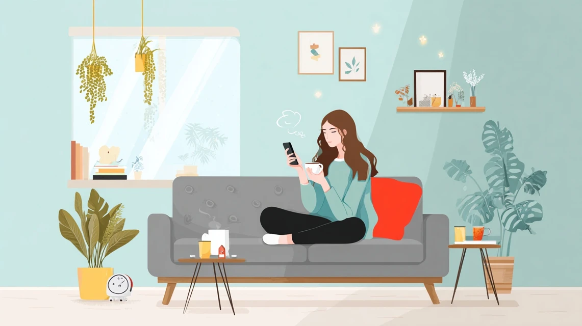 悪い口コミ内容を調べる女性の画像
