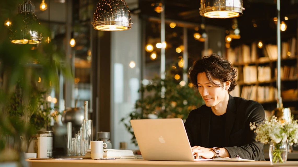 裏ワザと確認方法を調べる男性