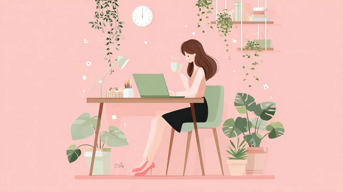 クーポン手順を確認する女性の場面
