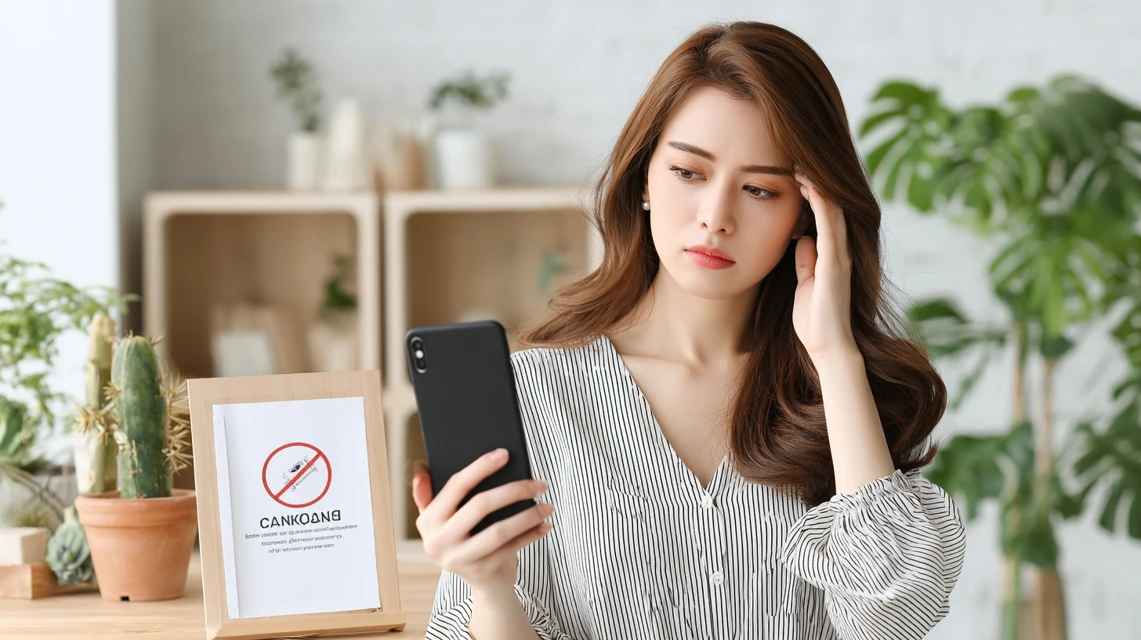 楽天トラベルクーポンが使えず確認する日本人女性