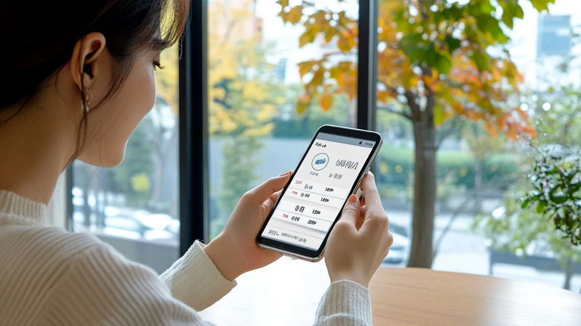 女性がアプリの履歴を見て確認している