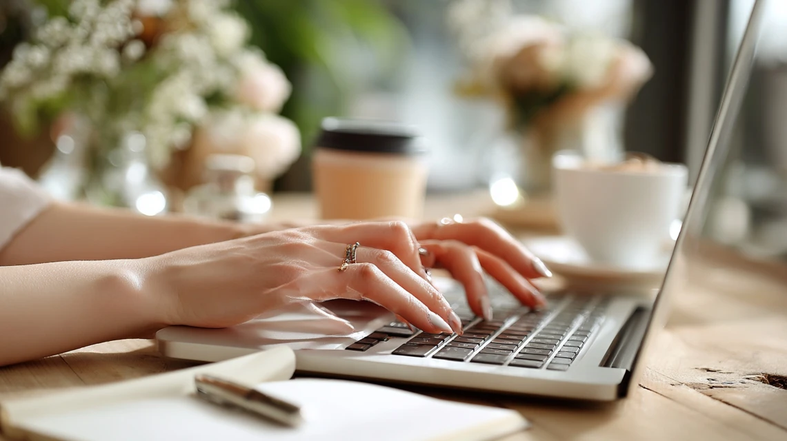 期限切れ防止ポイントをパソコンでチェックする女性