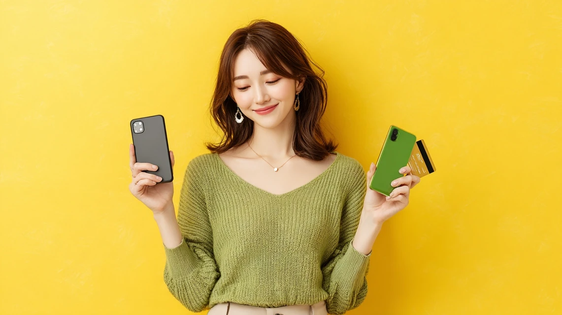 スマホでポイントを比較する日本人
