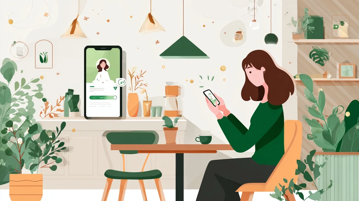 ちいかわパーククーポン活用法を見る女性の画像