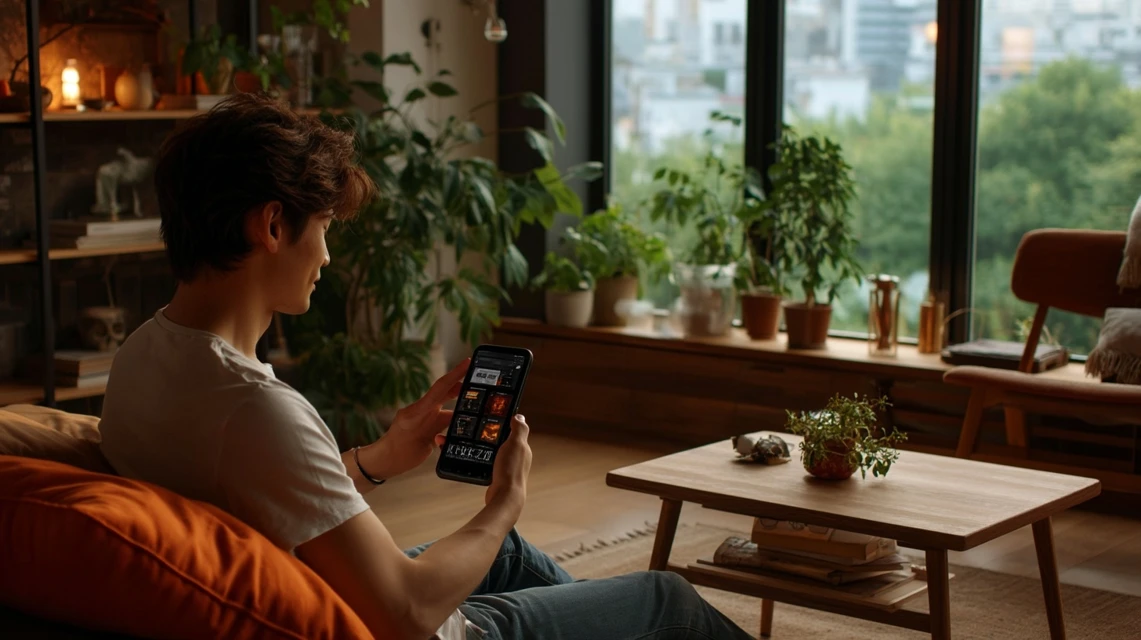 料金表を見比べて検討する日本人男性