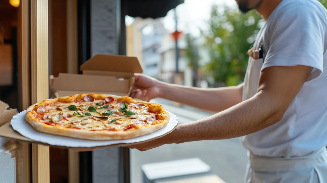 日曜にドミノピザを配達で受け取る日本人