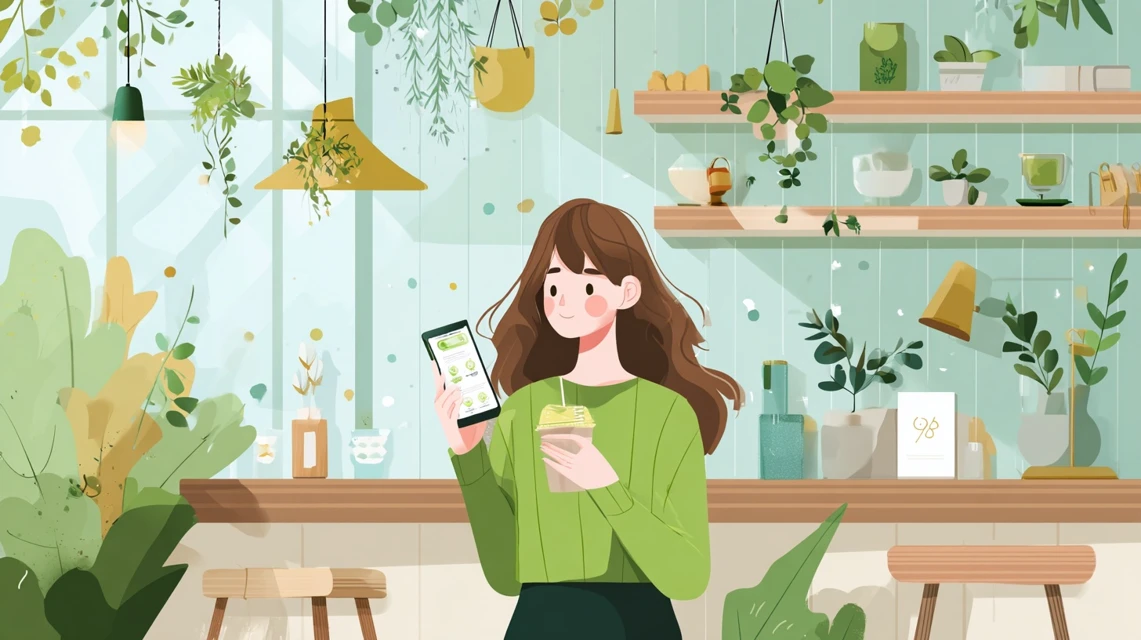 割引日を確認する女性の画像