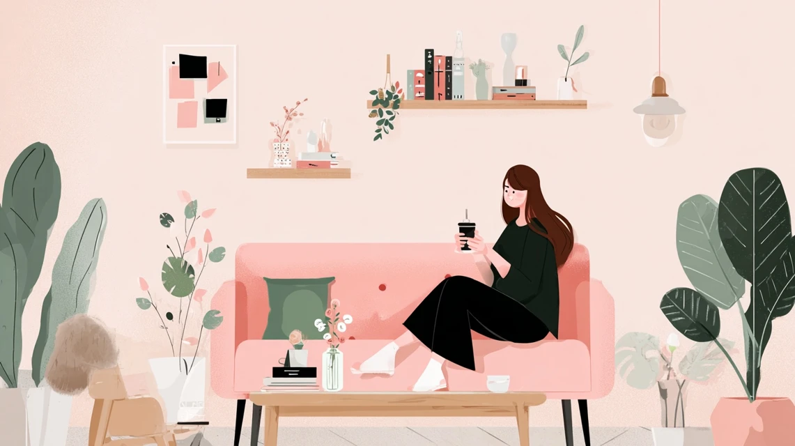 支払い設定を確認する女性の様子