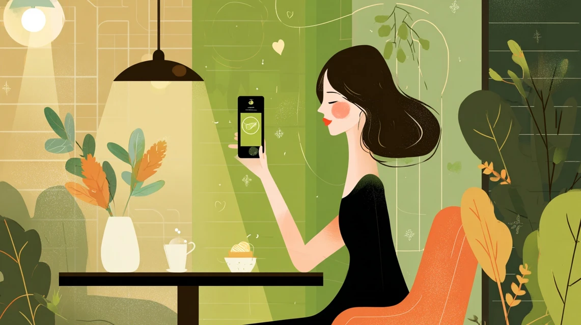 満天の湯クーポン割引条件を確認する女性
