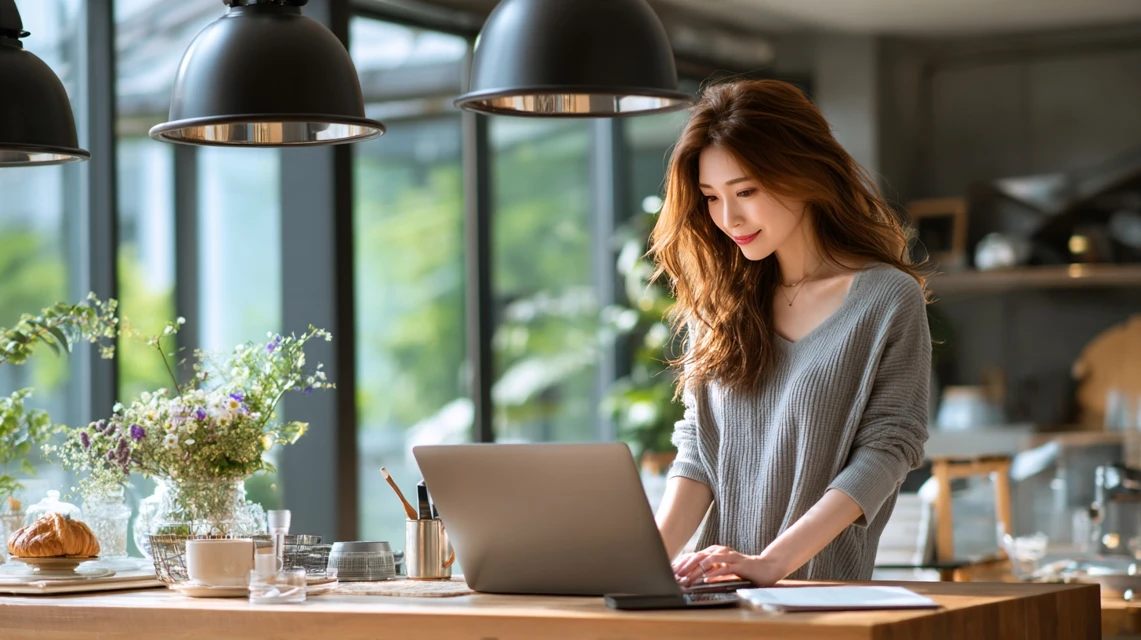 dポイントキャンペーンにエントリーする日本人女性