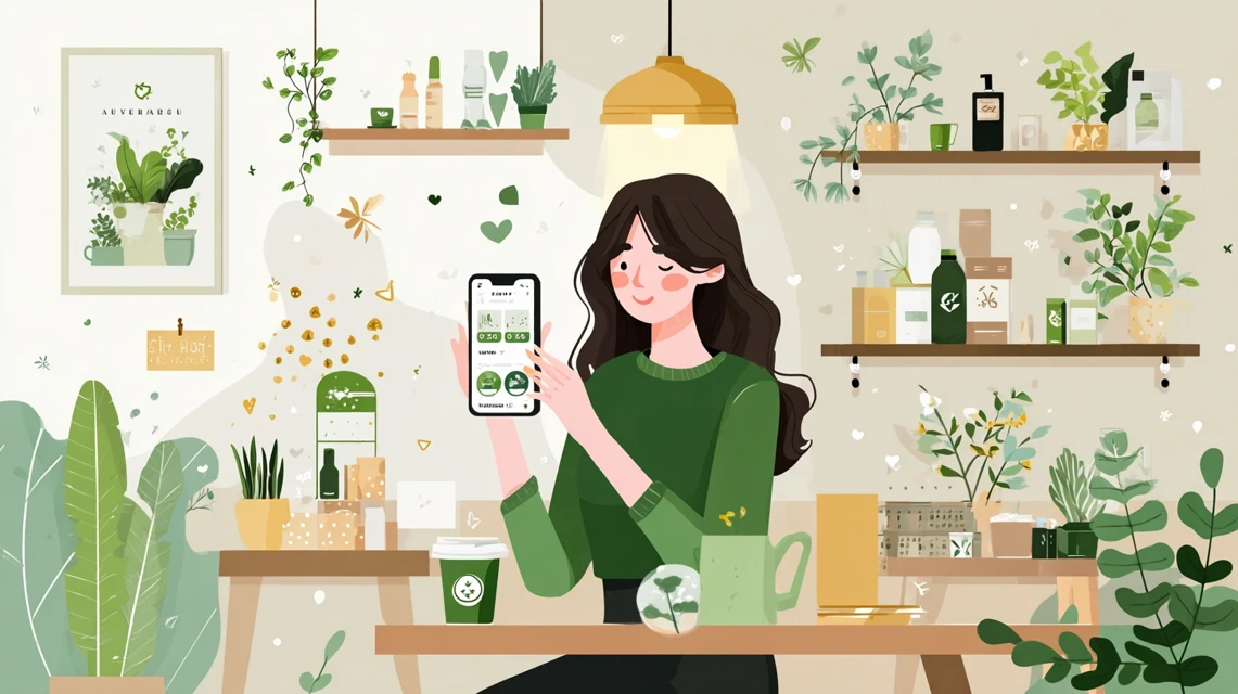 ポイント利用を確認する女性の画像