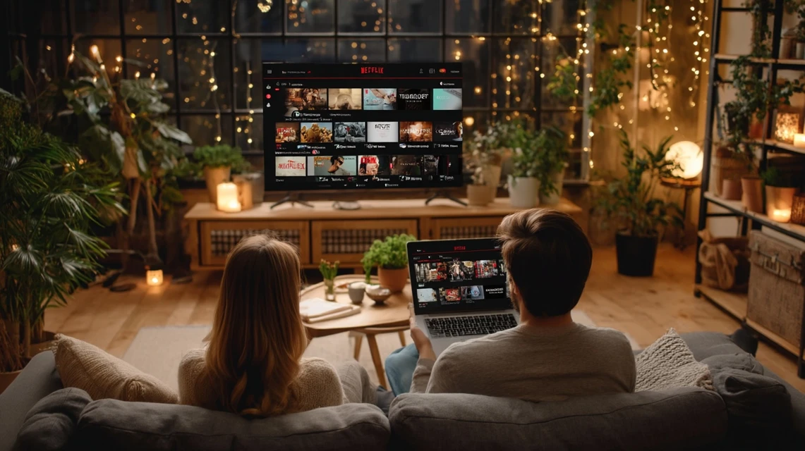 パソコンで動画キャンペーンを探す日本人カップル