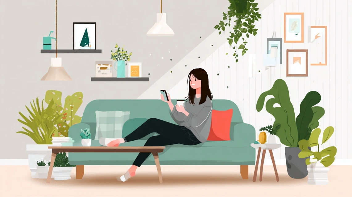 施術前の注意点を調べる日本人女性の画像
