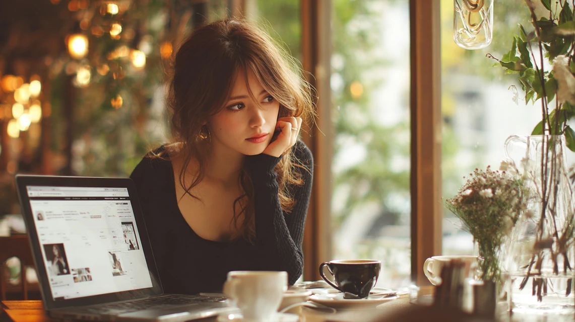 Pixel10のプロモーションコードが届かず確認する日本人女性