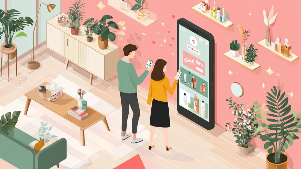 サイズ変更手順を見る日本人の様子