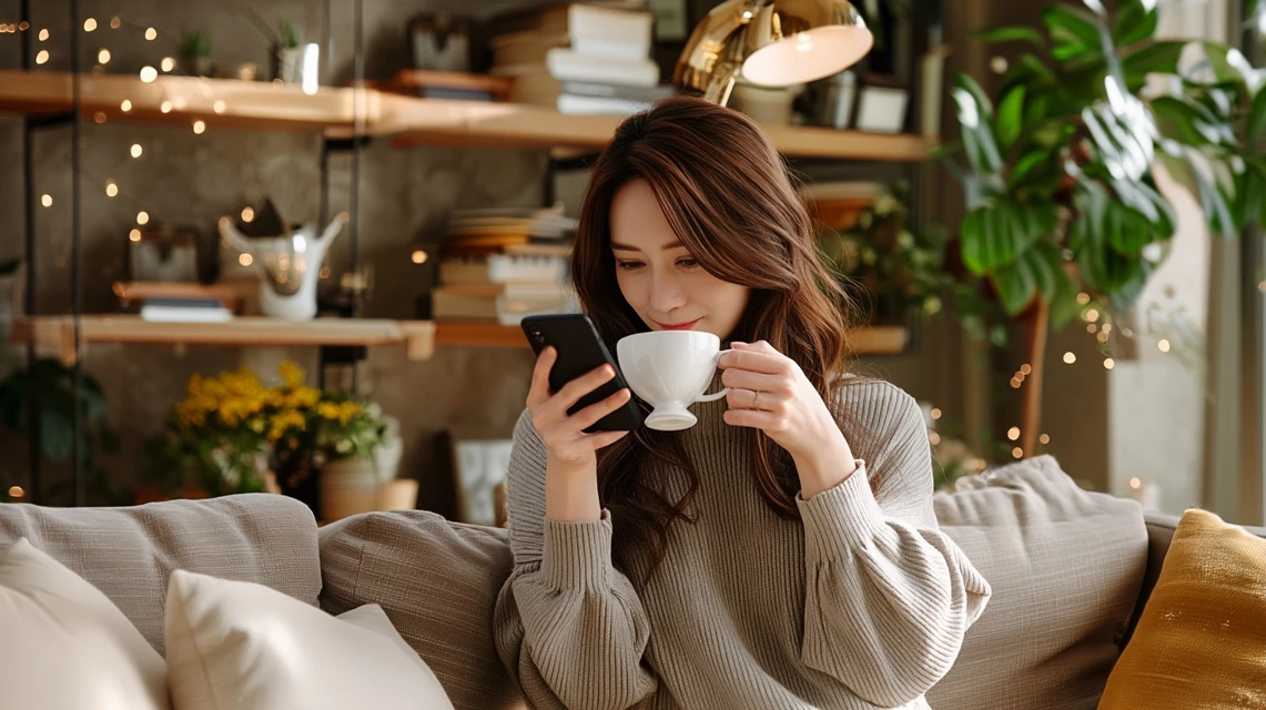 ガチャ結果を確認する女性の画像