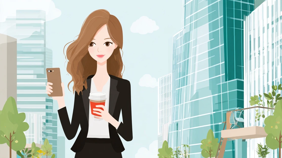 SNSで割引情報を見る女性の画像