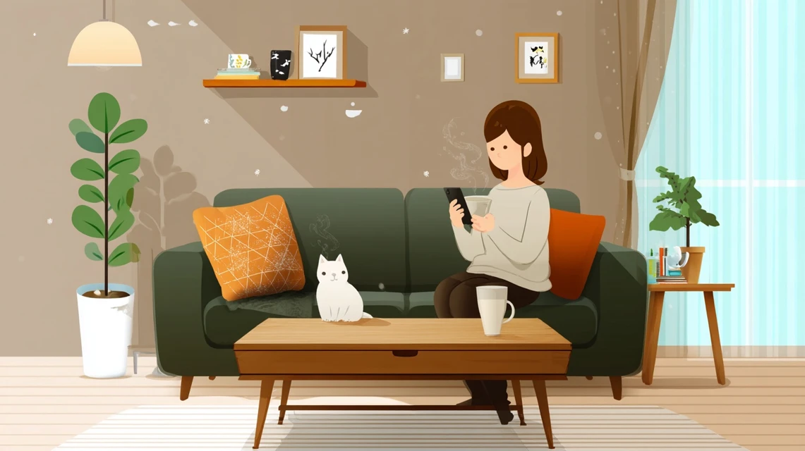 料金節約ポイントを見る女性の画像
