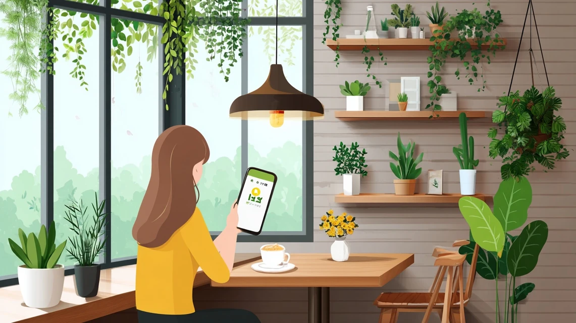 温泉の基本料金を確認する女性の画像
