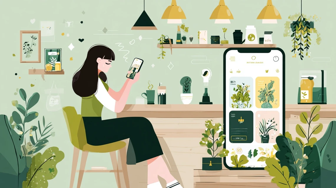 焼肉きんぐドコモ割引を確認する女性の画像
