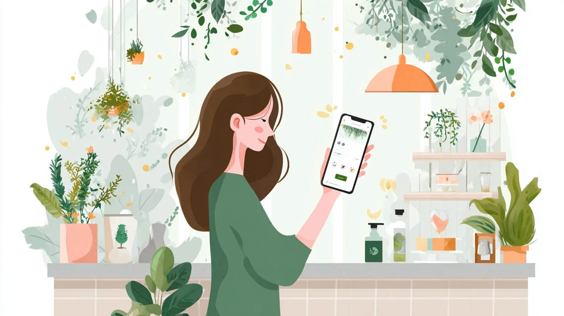 LINE連携を操作する日本人の画像